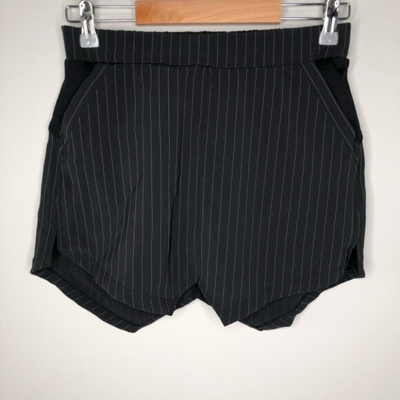 Koral Black Pinstripe Skort Pointed Skirt Hem  Over Mesh Shorts - Picture 1 of 7